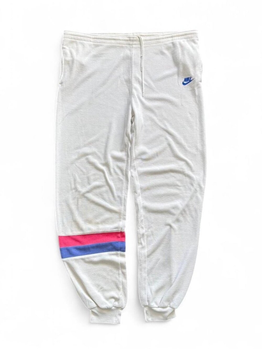 Vintage 80s Nike Waffle Knit Thermal Jogger Pants Blue Tag Rare